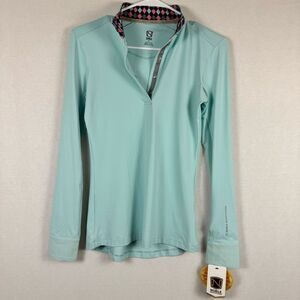 Noble Outfitters Allison Equestrian Show Shirt XS Turquoise Pink NWT